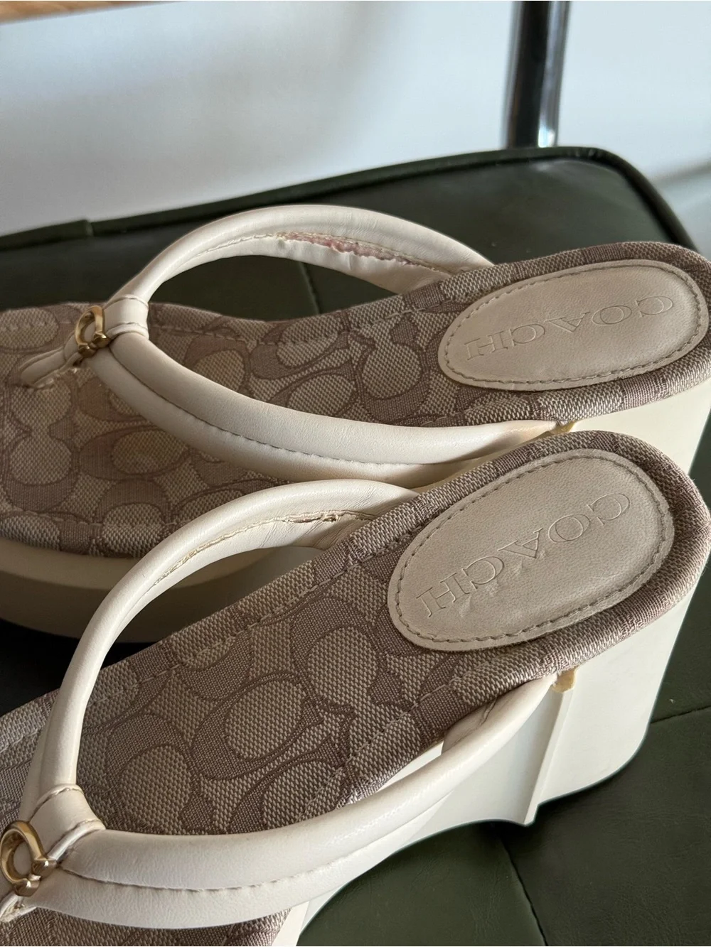 Coach Franki Signature Platform Wedge Flip Flops – Size 7